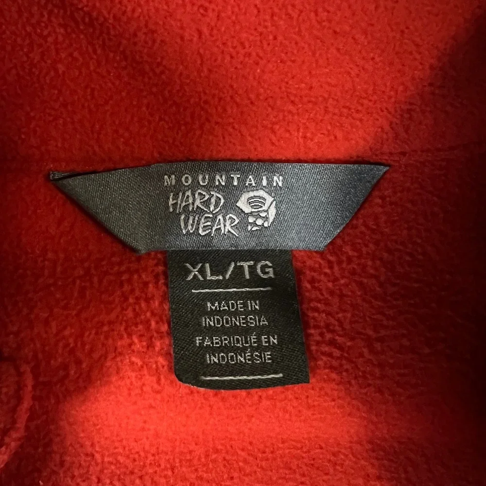 Mountain Hardwear Mens XL Red 1/4 Zip Fleece Pullover Mock Neck Hiking Sweater